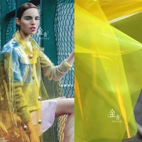 0 3mm soft tpu fabric yellow pvc jelly plastic film diy waterproof raincoat coat crystal bag decor clothes designer fabric