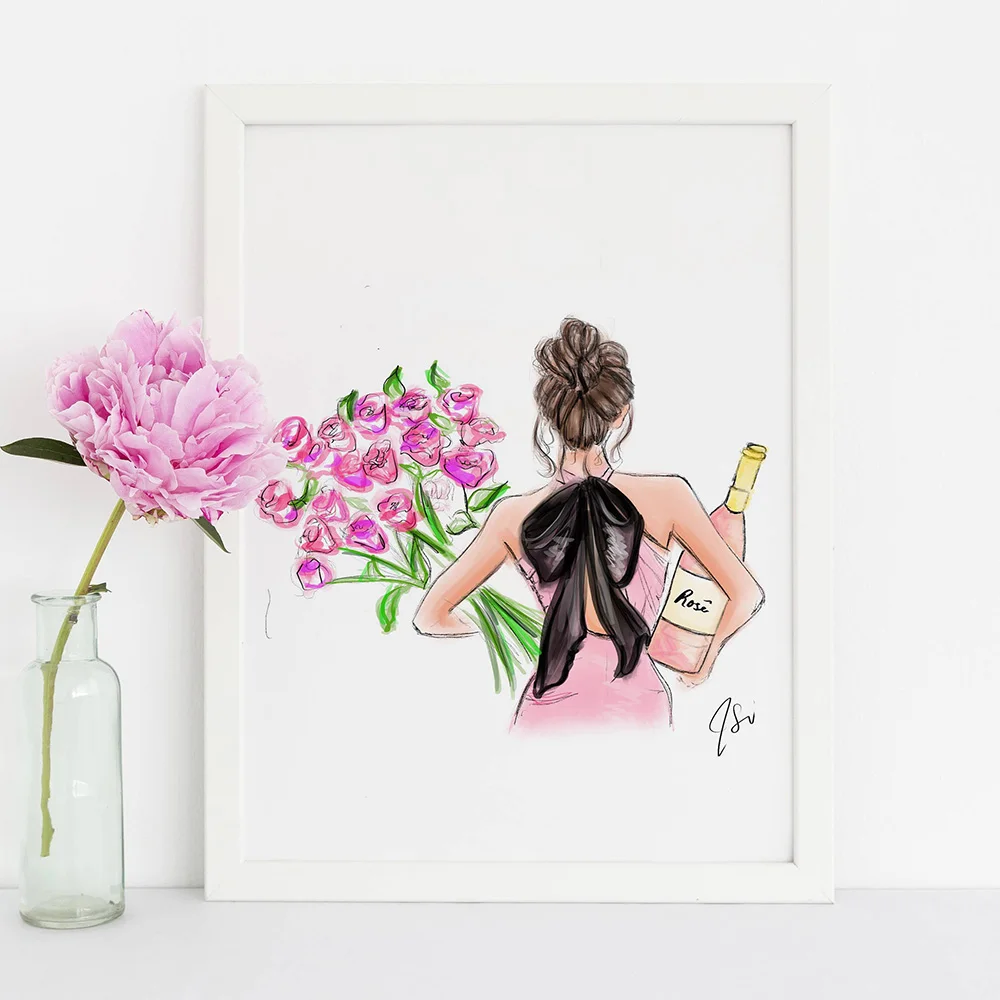 

Fashion Cartoon Girl Canvas Painting Wall Art Nordic Posters and Prints Wall Pictures for Living Room Decoration Frameless