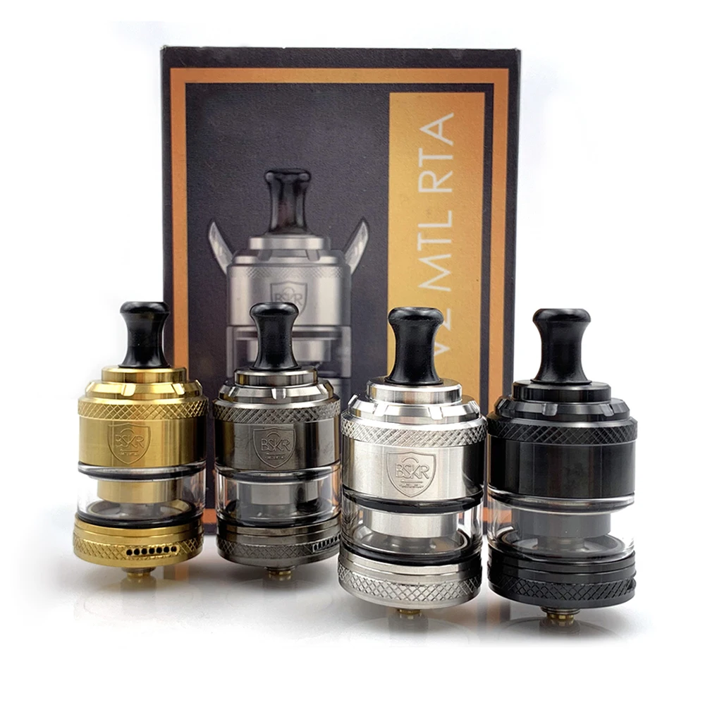 

BSKR V2 MTL RTA Berserker Atomizer 24mm Bottom Airflow 3ml Glass Tube Vape Tank with Fused Clapton Prebuild Coil