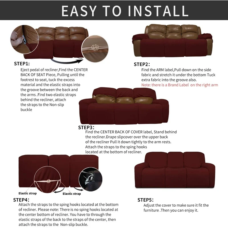 

3 Seater Recliner Sofa Chair Cover for Living Room All-inclusive Massage Sofa Couch Covers Elastic Armchair Slipcovers