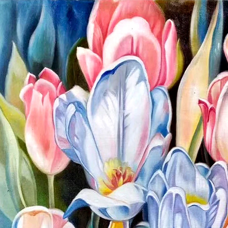 Kopen Kowell 100% Handgeschilderd Abstracte Bloem Olieverfschilderij Art Gift Home Decor Woonkamer Muur Art Frameloze Foto