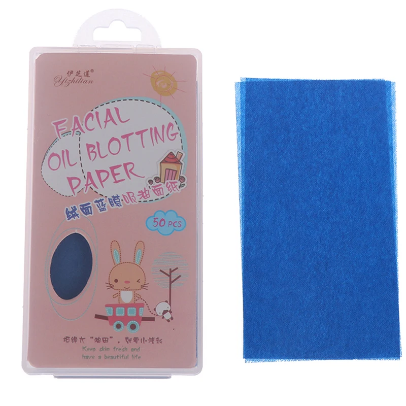 50 шт./компл. масляная бумага для лица синяя пленка глубокое очищение салфетка