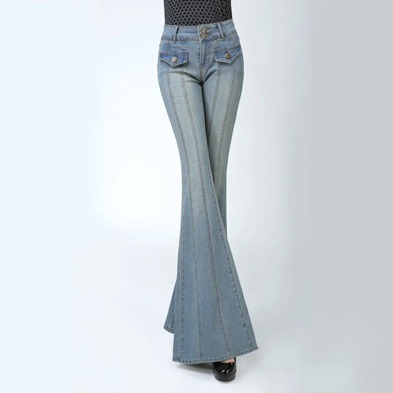 Брюки женские облегающие с завышенной талией модные штаны широкими штанинами и