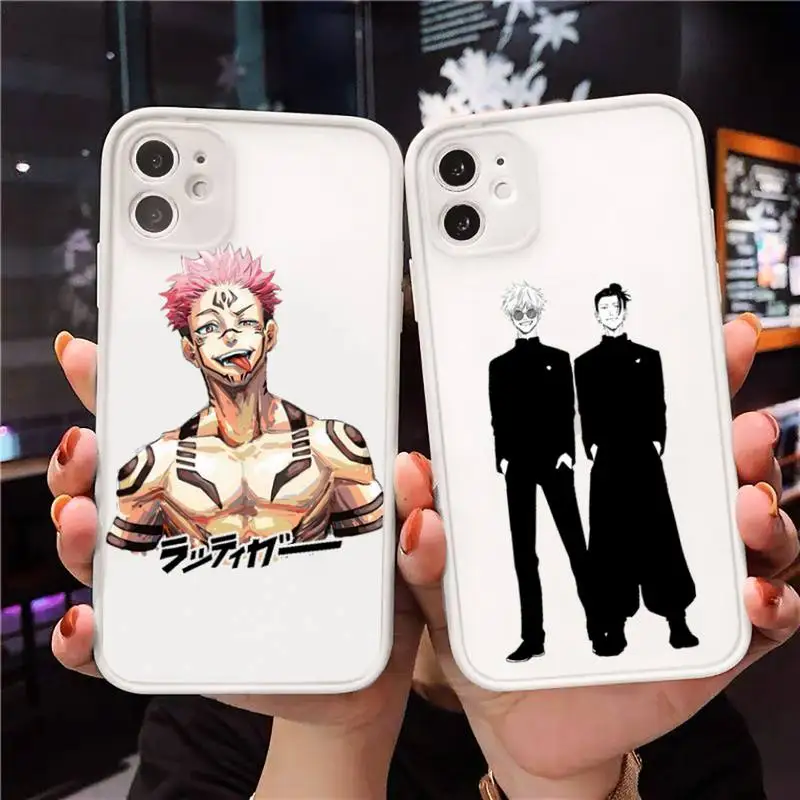 

Jujutsu Kaisen Satoru Gojo Phone Case For iPhone 12 11 Mini Pro XR XS Max 7 8 Plus X Matte transparent White Cover