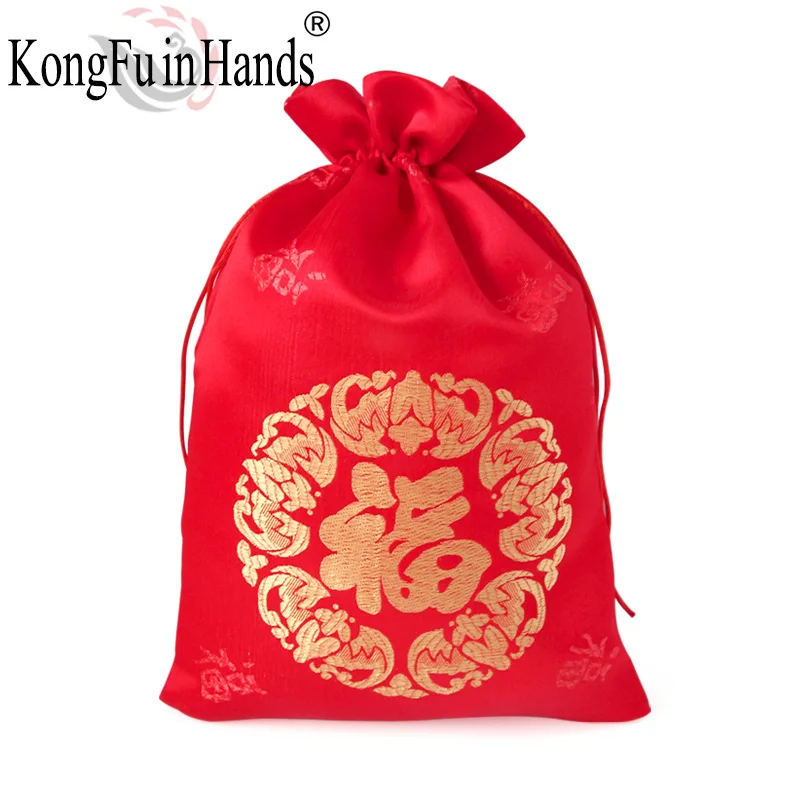 Красная сумка для хранения большой емкости в традиционном стиле тканевая