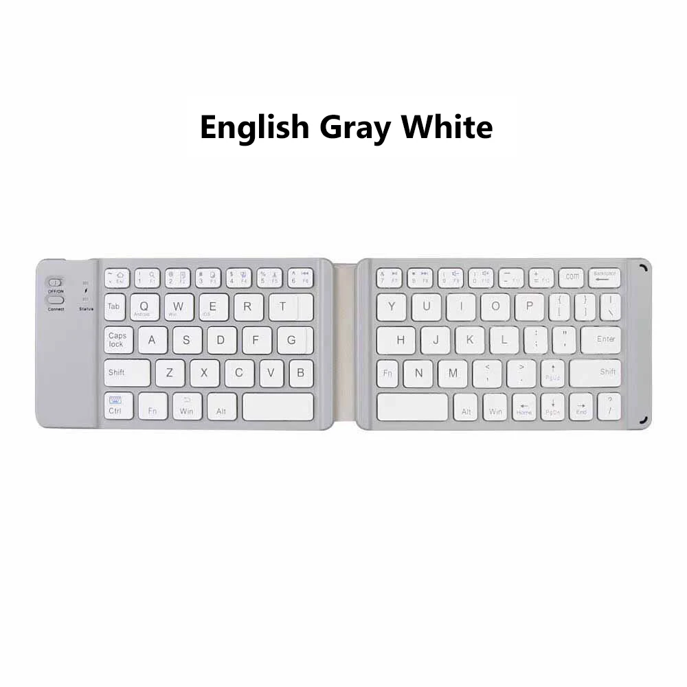 [AVATTO] портативная Bluetooth 3,0 Беспроводная складная клавиатура для IOS Android Windows iPhone iPad Tablet Phone - Цвет: English Gray White