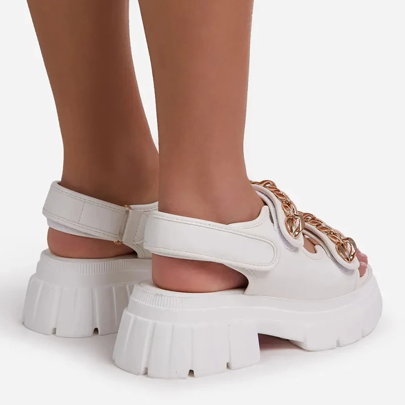 

Rimocy 2021 New Women's Summer Platform Sandals Beach Open Toe Thick Bottom Shoes Woman Fashion Hook Loop Chunky Chain Sandalias