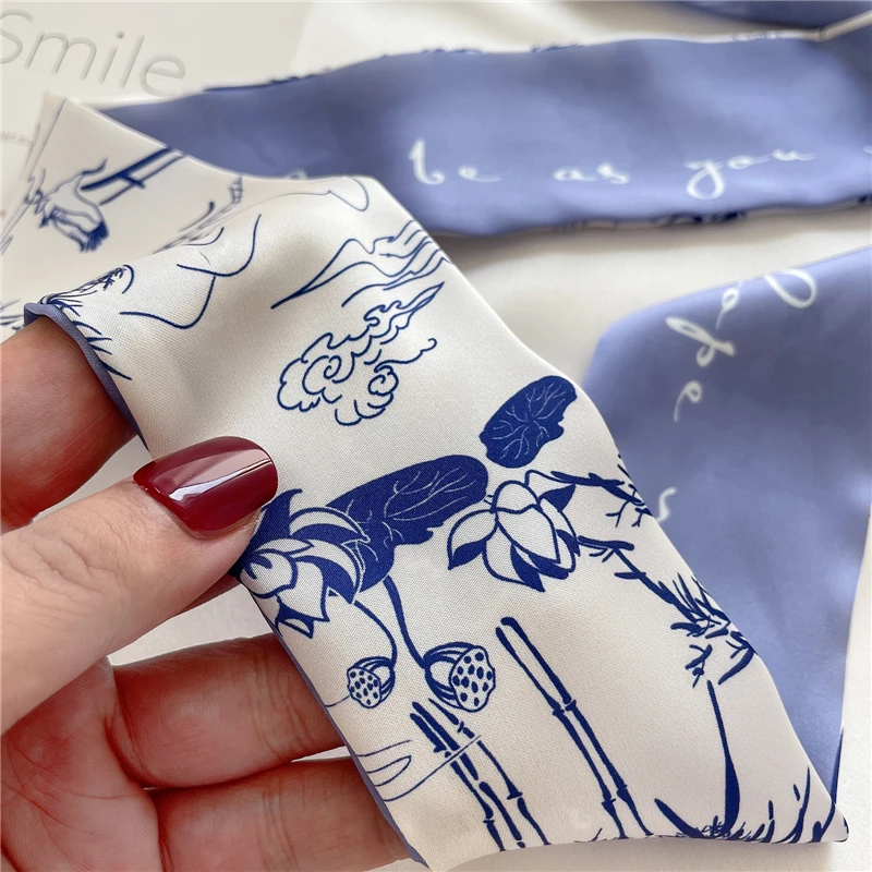 

Print Silk Long Hairband Ribbon for Women Girls Bandana Neck Tie Headband Bag Scarf/scarves Popular Belt Hair Accessories 2021