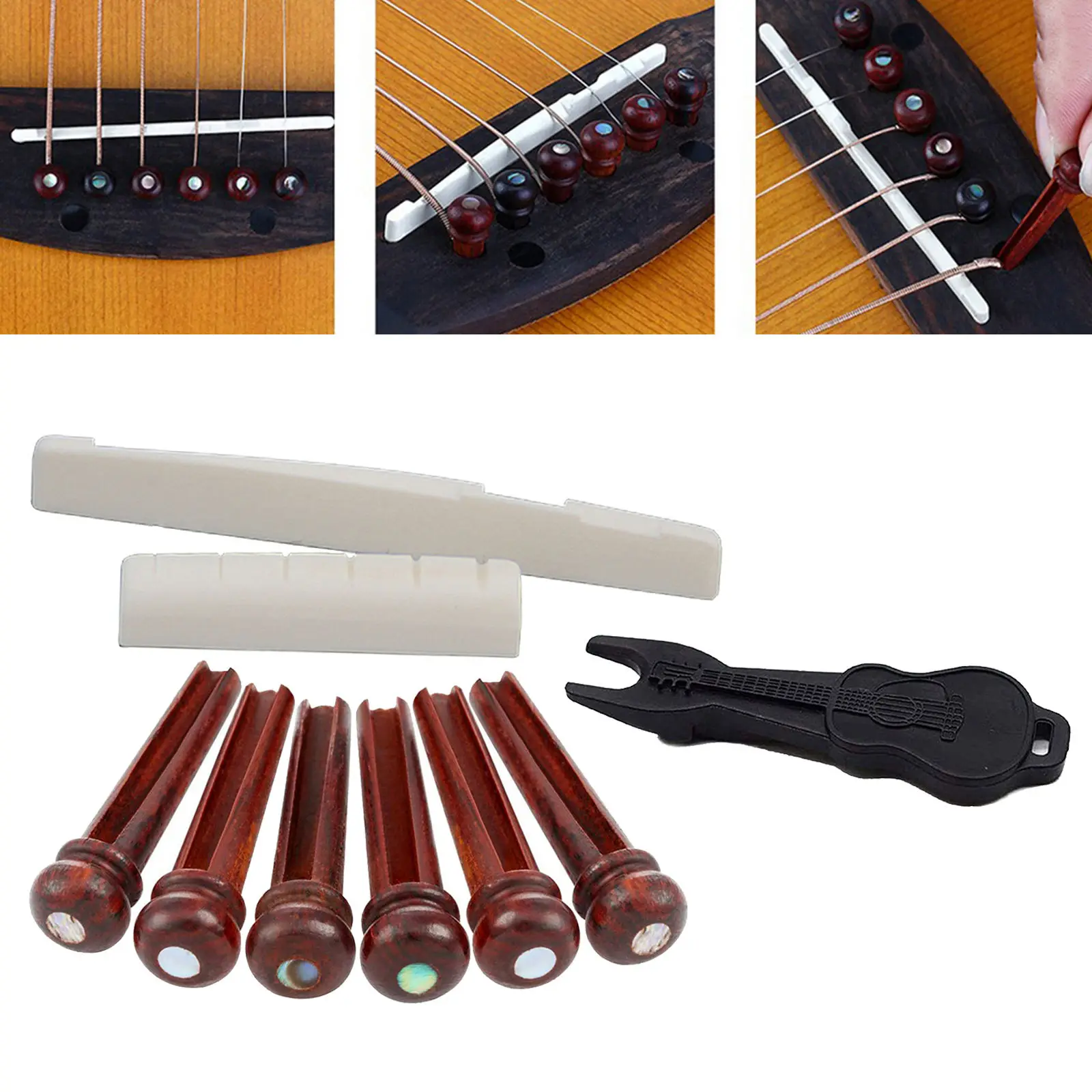 

6x Guitar Bridge Pins Guitars Bridge Pegs Guitar Saddle Removal Accessories