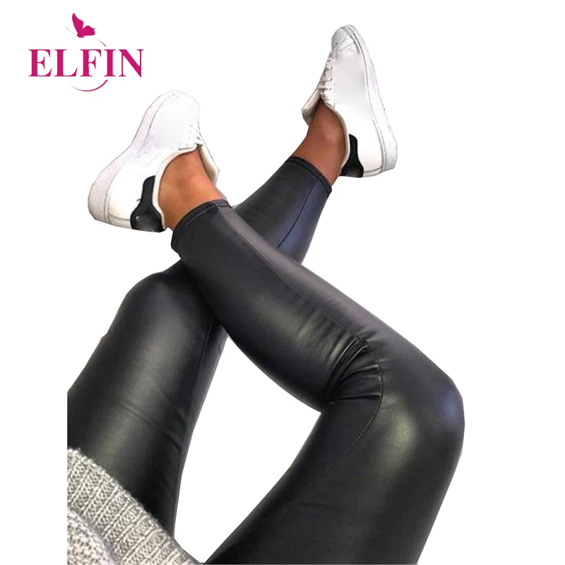 

High Waist Pants Black Color Pu Pencil Women Trousers Autumn Winter Clothes SJ3838R