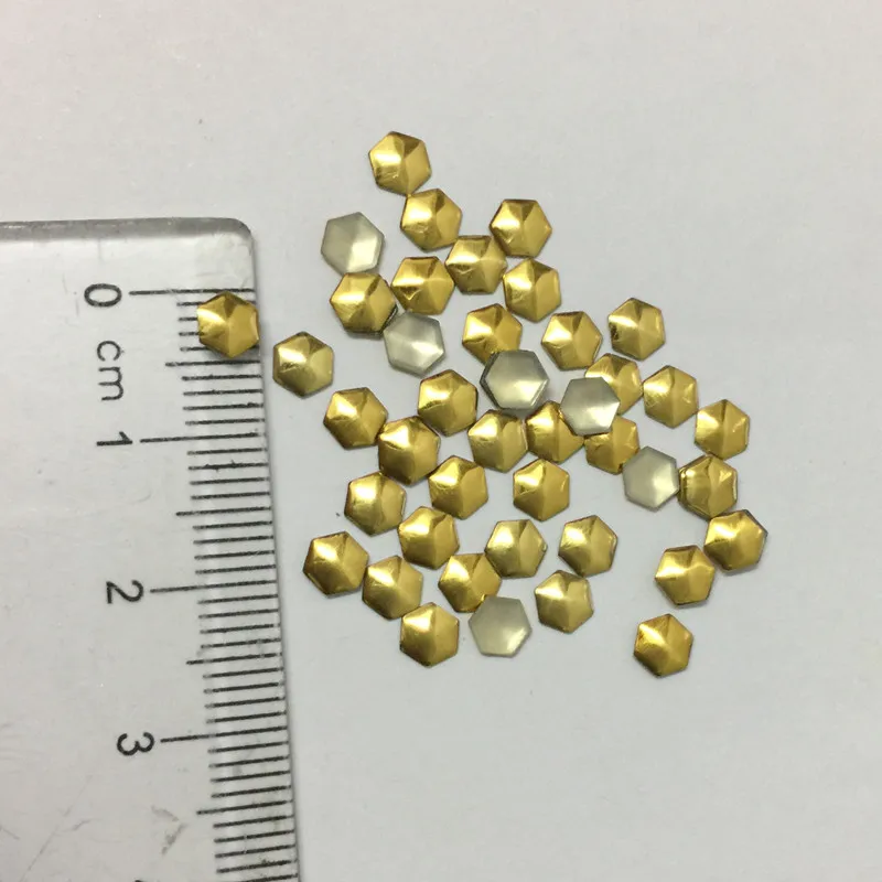 Шестиугольные золотые металлические 3D украшения для ногтей своими руками 500