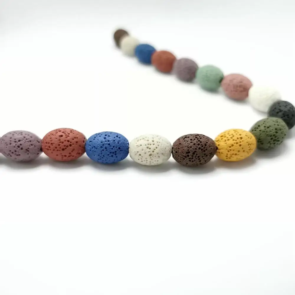 Natural Lava Rock Beads8X12/12x15mm Multi Color Volcanic Stone Loose Beads For DIY Necklace Bracelets Earring Jewelry Making