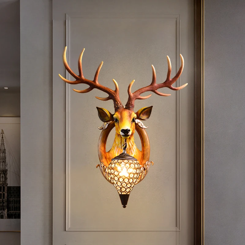 

Vintage Antler LED Wall Lamp Nordic Wall Light Retro Deer Living Room Bedroom Bedside Wall Sconce Lamp Indoor Mirror Wall Lights