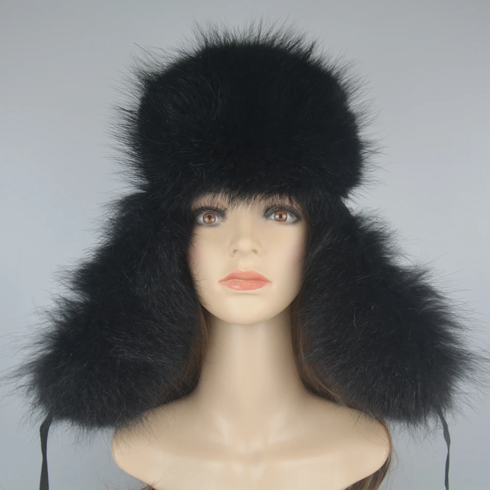 

Women Winter Handmade Real Raccoon Fur Bomber Hat Outdoor Warm 100% Natural Raccoon Fur Hat Full Pelt Genuine Raccoon Fur Cap