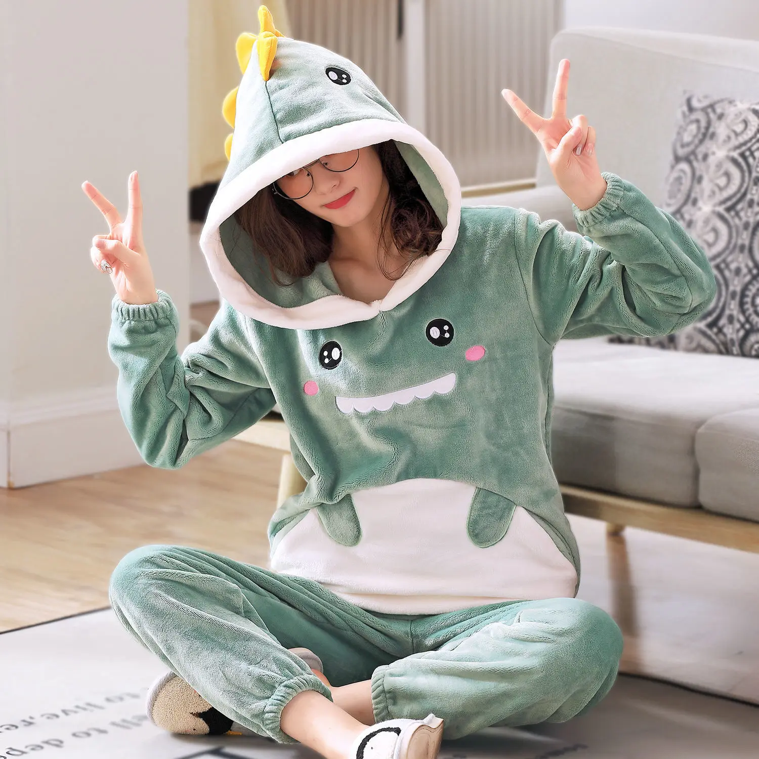 Women's Pajamas Winter Plus Size Loungewear Autumn Winter Clothing Girls Pajamas Student Nightgown Sleepwear Women Pajama Woman