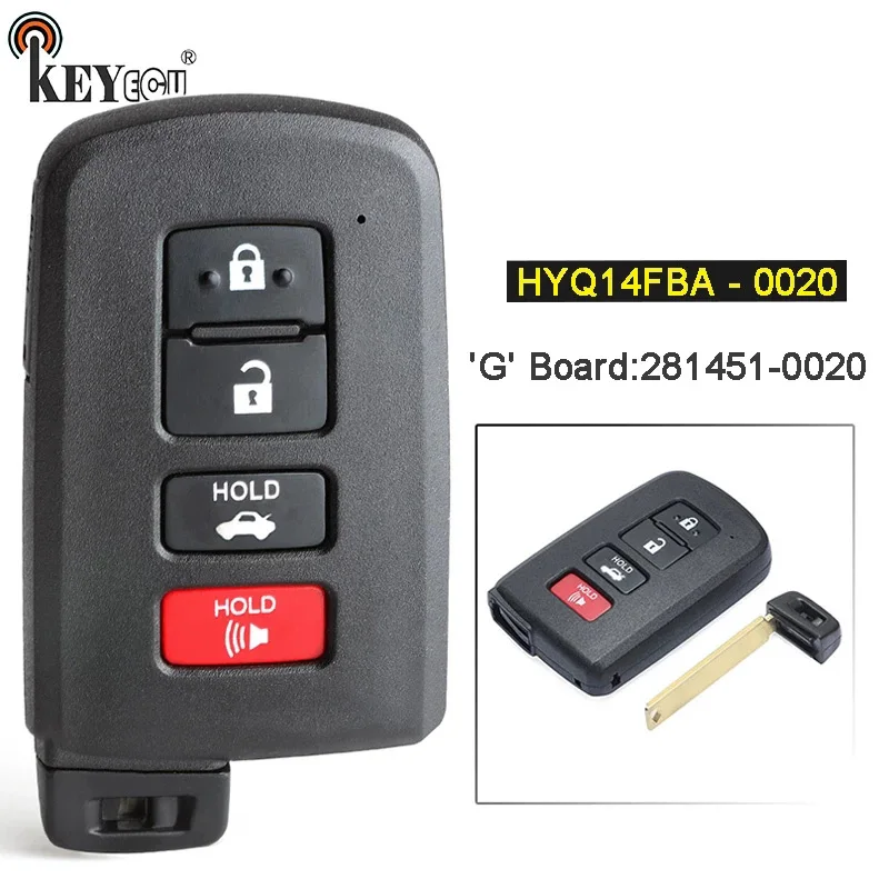 

KEYECU HYQ14FBA - 0020 P/N: 89904-06140 4-кнопочный пульт дистанционного управления для смарт-карты для Toyota Camry Corolla Rav4 Avalon 2011-2020