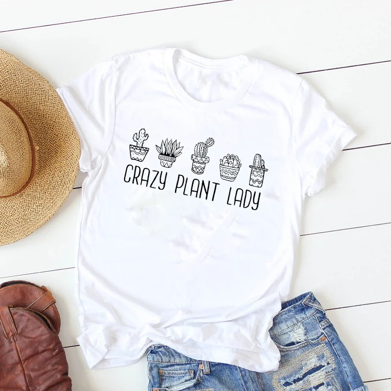 

Women Lady T Shirt Go Hug A Cactus Printed Tshirt Ladies Short Sleeve Loose Tee Shirt Women Female Tops Clothes Graphic T-shirt