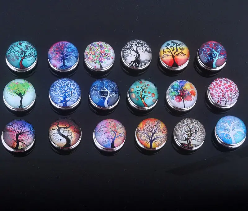 (8 шт./лот) Женская Кнопка с деревом жизни ювелирные изделия подвеска для браслета