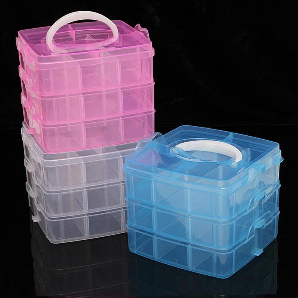 

Jewelry bead storage box 3 layers 18 compartments transparent container