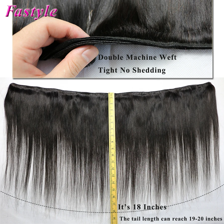 

Straight Human Hair Bundles with Frontal Natural Color Straight Bundles Brazilian Hair Weave Bundles with 13X4 Free Part Closure