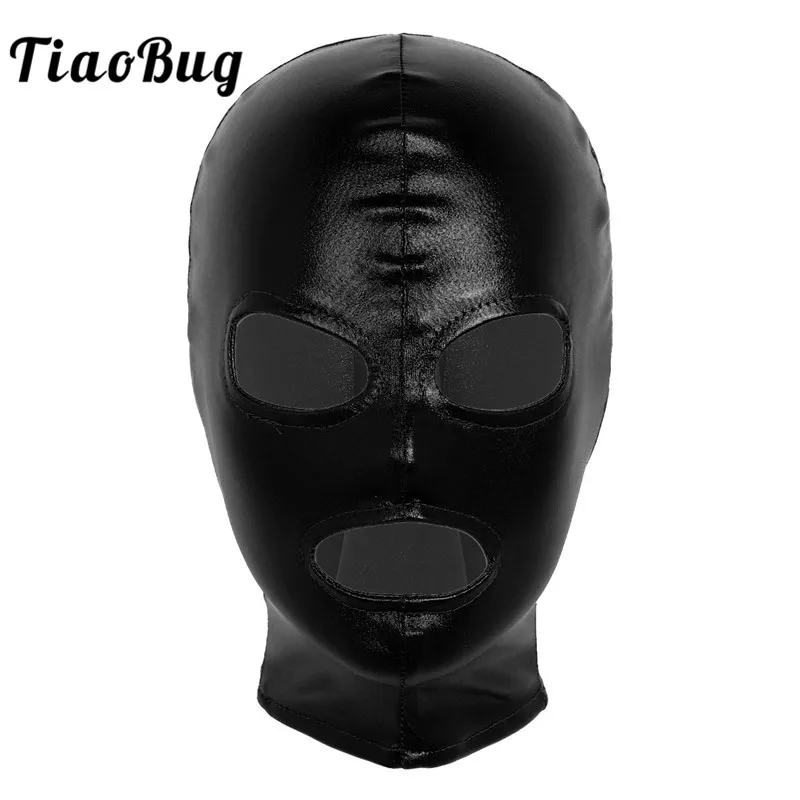Маска унисекс TiaoBug для женщин и мужчин блестящая латексная маска лица с открытыми