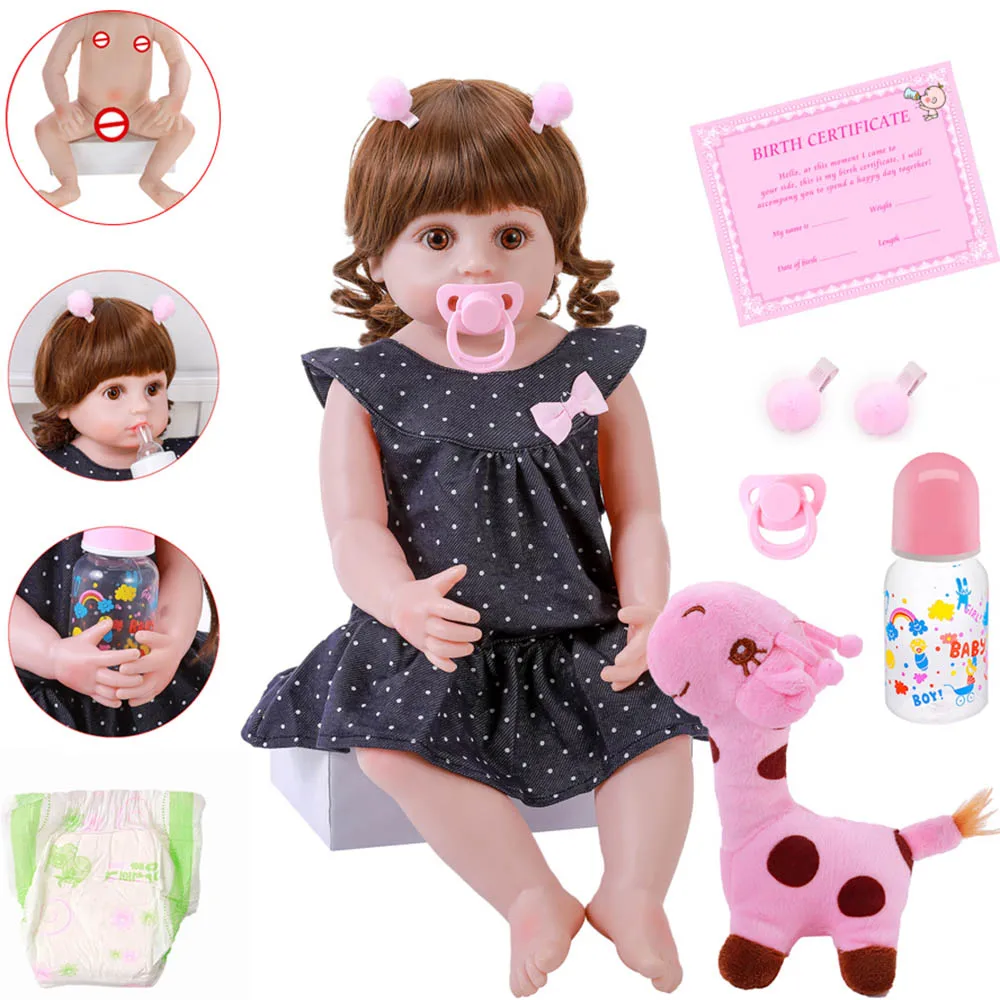 Модная Реалистичная милая кукла реборн с кудрявыми волосами 56 см очень мягкая