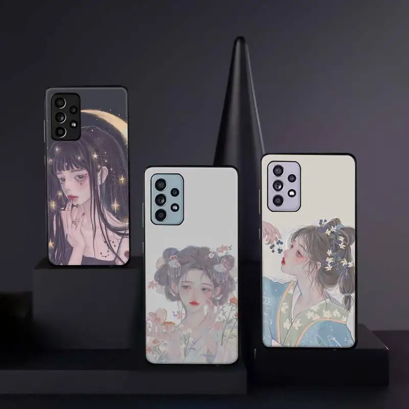 

Cute And Beauty Girl Color Painting Phone Case For Samsung galaxy A S note 10 12 20 32 40 50 51 52 70 71 72 21 fe s ultra plus