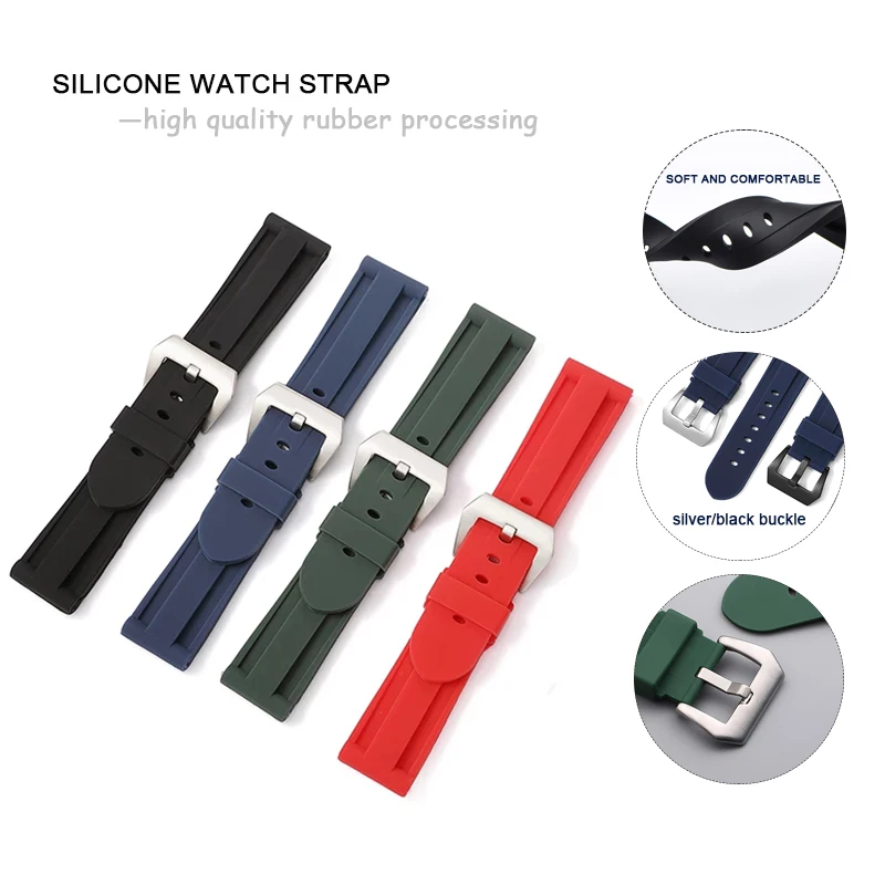 

Soft Silicone Watch Strap 22mm 24mm 26mm Belt Waterproof Rubber Men's Strap Wristband Watch Bands Accessories