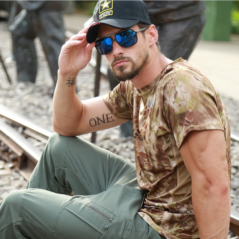 WST тактическая рубашка с коротким рукавом камуфляж армия круглый воротник анти