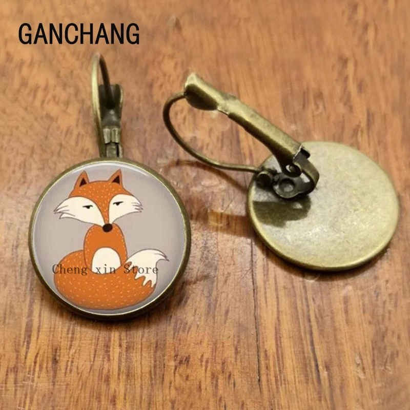 Новинка мультфильм серьги в виде лисьей морды лесной био круглых ювелирных
