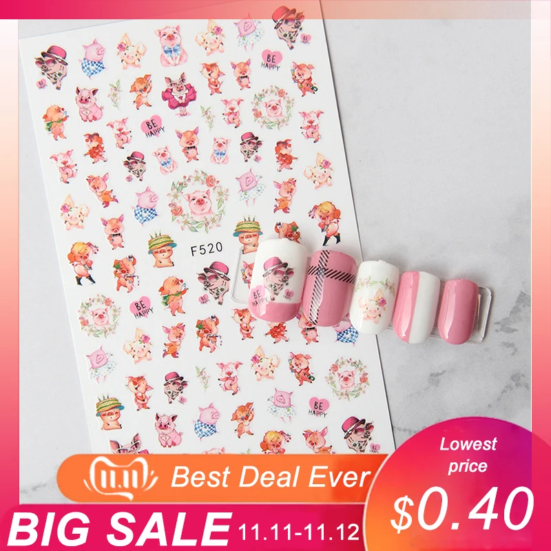 1 шт. наклейка для ногтей в виде Свинки|Стикеры и наклейки| |