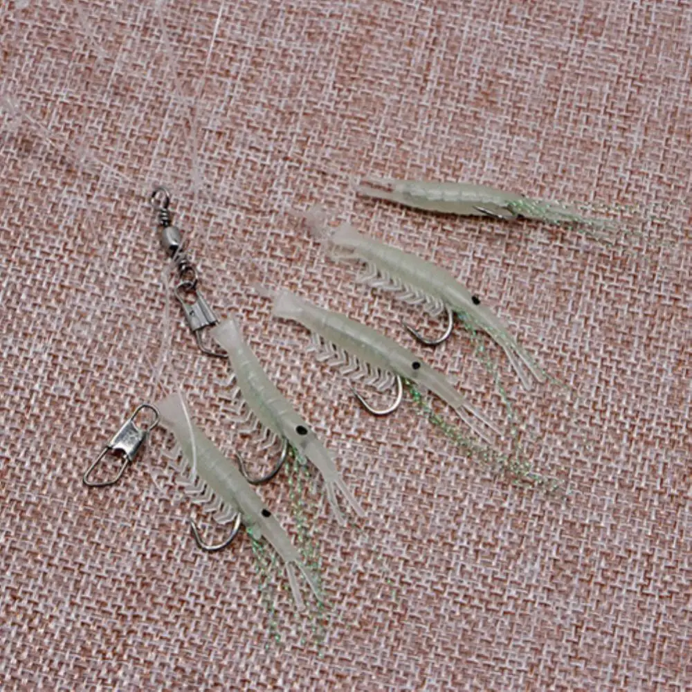 

5Pcs/Pack Glow In Dark Soft Simulation Prawn Shrimp Fishing Lure Hook Baits