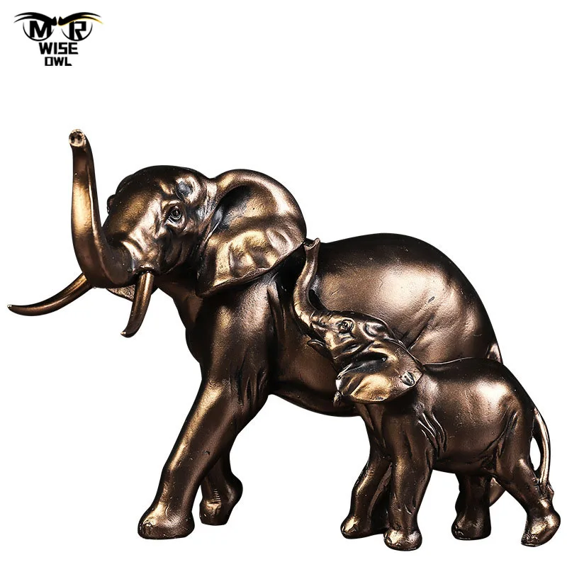 

Resin Craft Mother and Child Elephant Statue Animal Figurine Home Decor Living Room Bedroom Desktop Decoration Office Ornaments