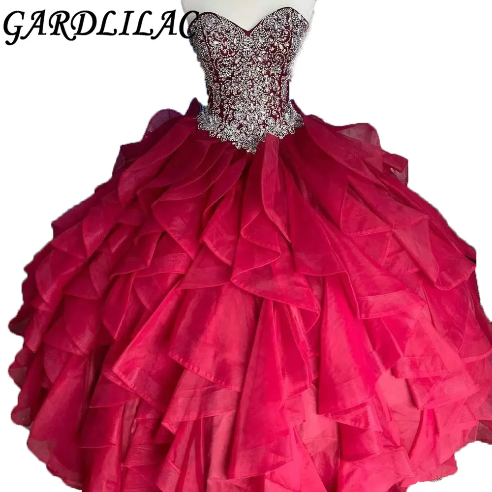 

Gardlilac Quinceanera платье бальное платье Многоуровневое блестящее Плиссированное длинное вечернее платье для выпускного вечера 16 платьев