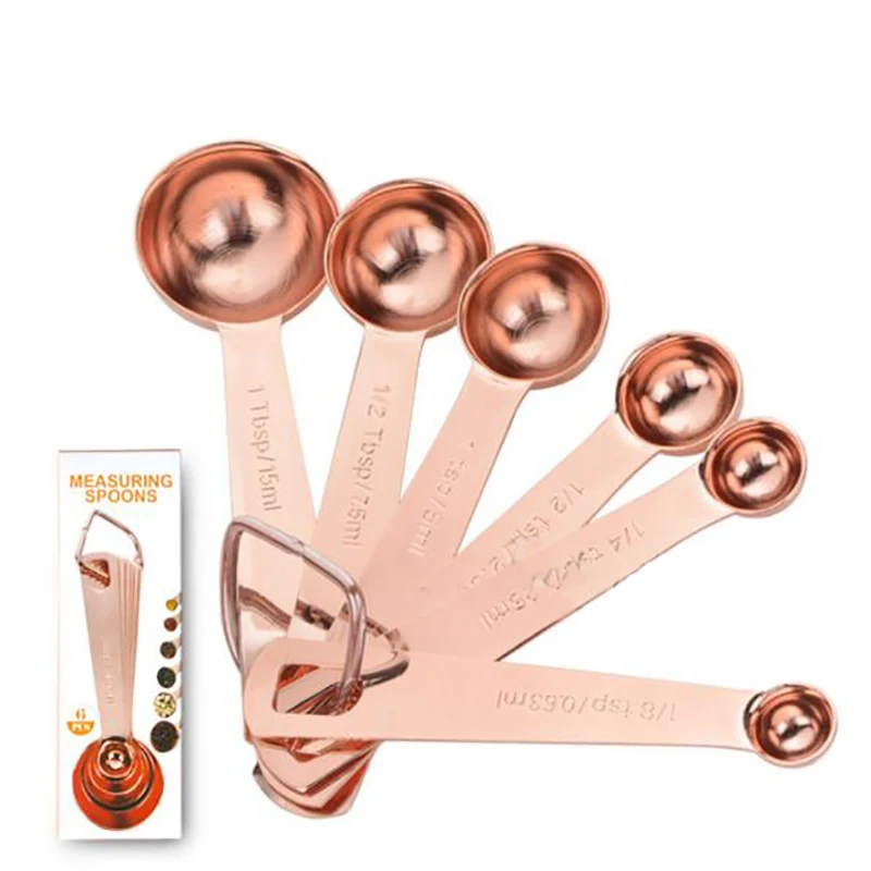 Кухонные гаджеты из нержавеющей стали 6 шт. мерная ложка розового золота чашка