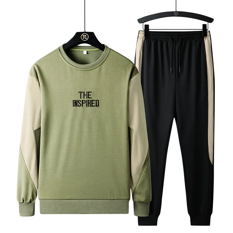 

New Sweatshirt Sport Suit Tracksuit Running Sportswear Quality Clothing Spring Autumn Men's Embroidery Letter Two Piece Men Set