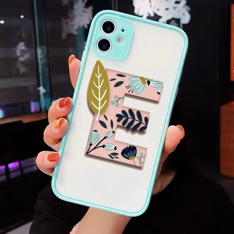 

26-letter name uppercase Phone Cases matte transparent For iphone 7 8 11 12 plus mini x xs xr pro max cover