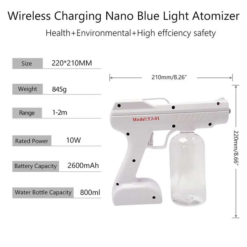 

Atomization Disinfection Gun Spray Gun Atomization Gun Wireless Blue Light New Small Cyclone Disinfection Spray Gun Dropship
