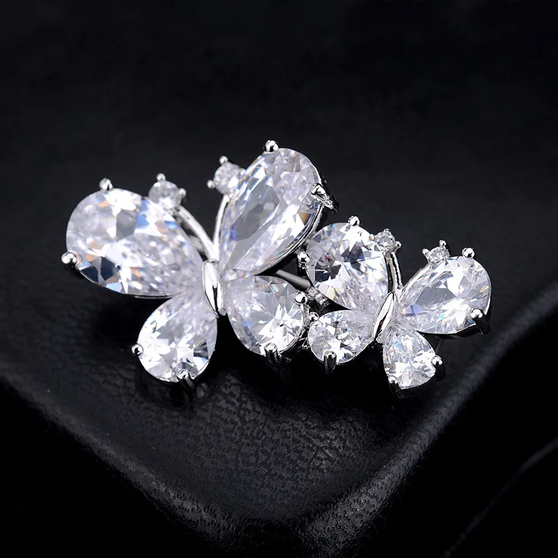 Модная маленькая Милая блестящая брошь в виде бабочки из кубического циркония AAA