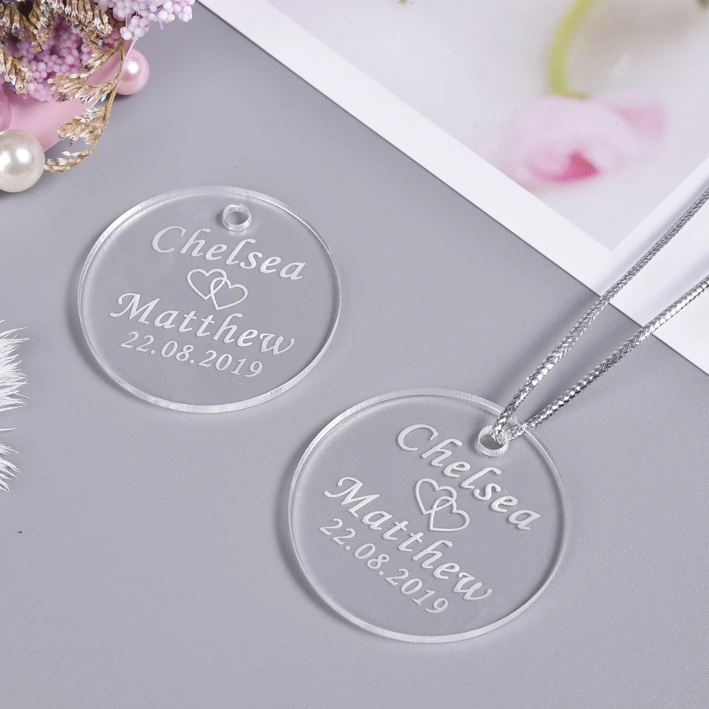 100 шт Персонализированные гравированное зеркало круг красочные свадебные бирки