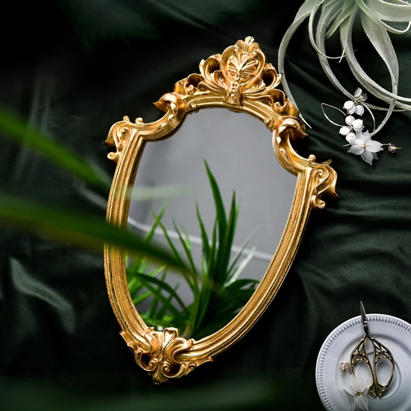 Античное декоративное настенное зеркало винтажное резное висячее для макияжа