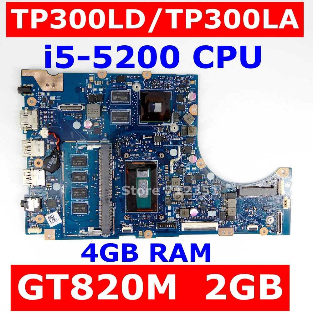 

TP300LD Motherboard i5-5200 CPU GT820M 2GB 4GB RAM For ASUS TP300L TP300LD TP300LJ Q302L Q302LA laptop Mainboard Test OK