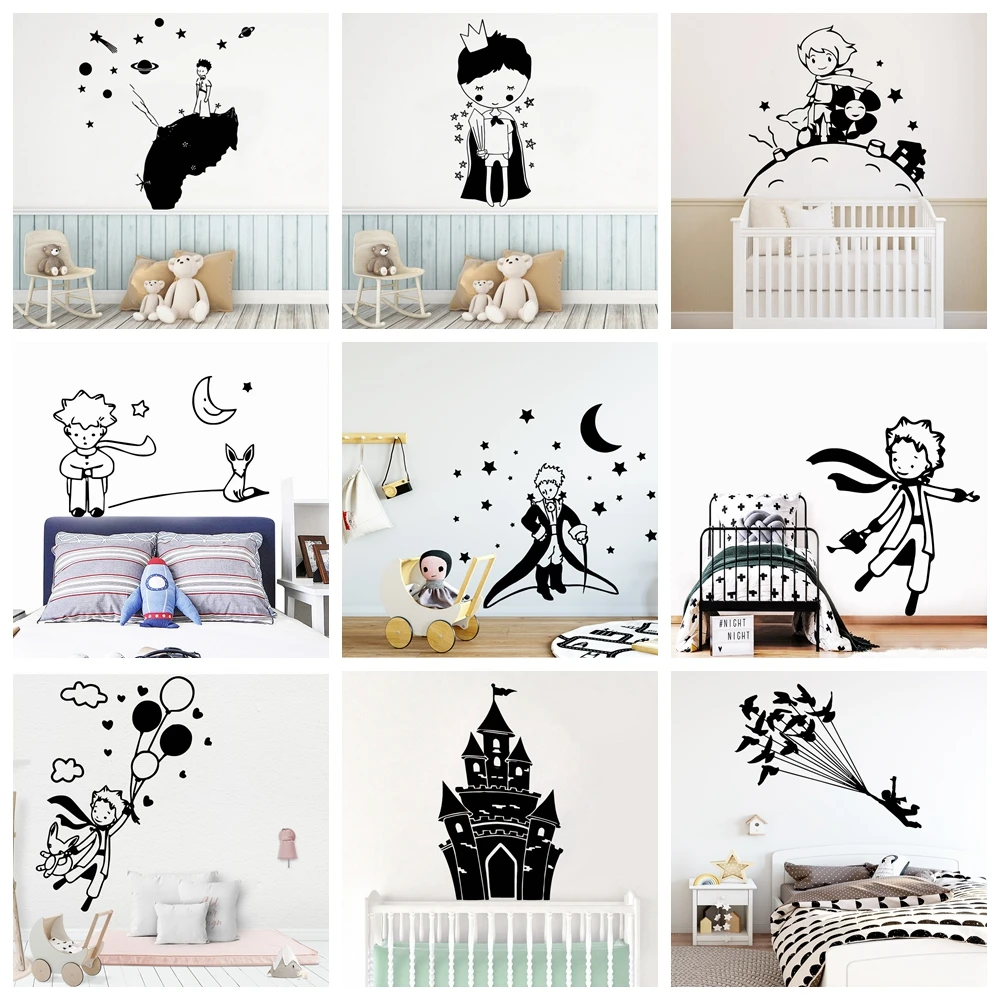 Мультяшные Виниловые Настенные Стикеры с изображением Маленького принца для