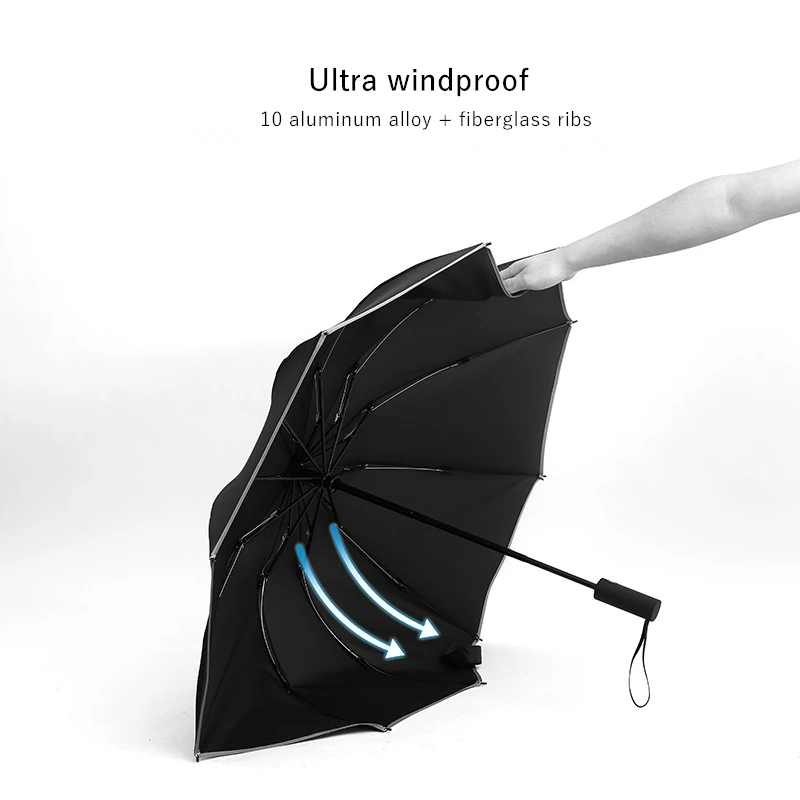 

2020 Automatic Reverse Umbrella For Car Portable Windproof Business Umbrella For Women and Men With Reflective Stripe Edge