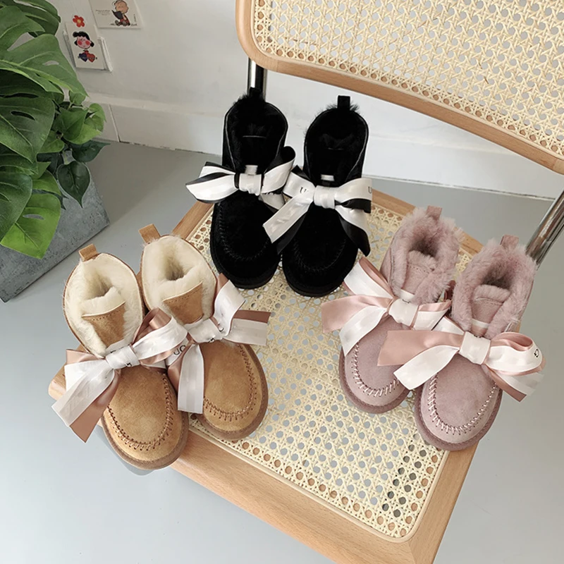 

Dolakids 2020 New product Winter Children's boots warm smow boots with velvet children's sheepskin shoes non-slip Oxford sole
