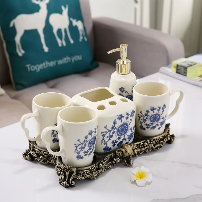 Винтажные Роскошные дворцовые керамические синие и белые фарфоровые украшения