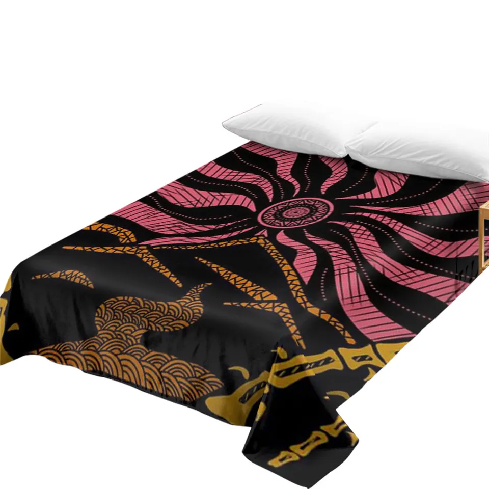 Japanese Mandala by Lionhearts Bed Sheet Dark Red Flat Floral Sun Bedspreads 1pc Desert drap de lit King Size Dropship | Дом и сад