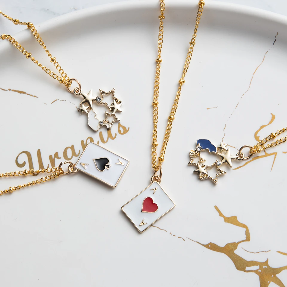 Мода 2019 ожерелье Золотая цепочка звезды цвета радуги Макарон подвеска чокер