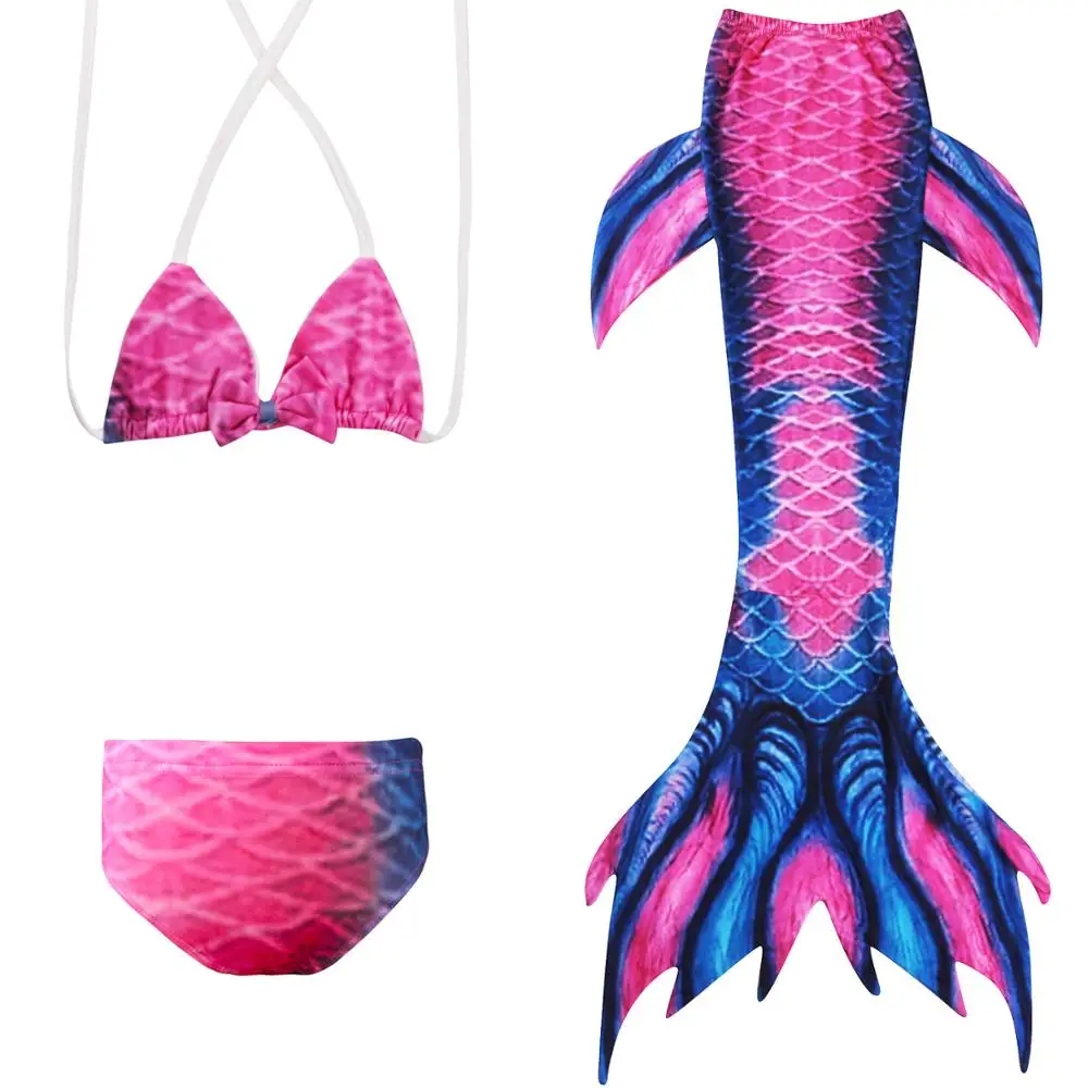 

Beach Swimsuits Mermaid Tail Kids Girls Cosplay 3 Pcs Children Swimming Costumes Swimmable Swimwear Sets