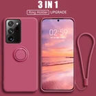 Жидкий силиконовый чехол с кольцом-держателем для телефона Samsung Galaxy S21 S20 FE Plus S10 Note 20 Ultra 10 Pro A51 A71 A52 A72 A50 A70, чехол